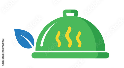 Fresh food served under a dome a vibrant and simple silhouette