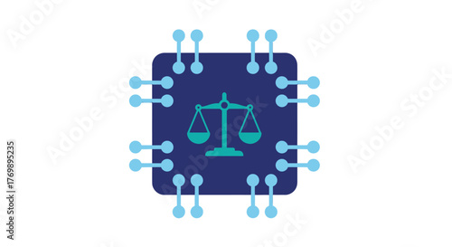 Justice and technology merge in a digital circuit design silhouette