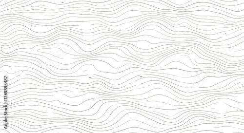 Thin flowing wavy black contour lines forming a topographic grid pattern on a white background, with smooth wave subtle contour curves creating a terrain backdrop, abstract graphic resource with a
