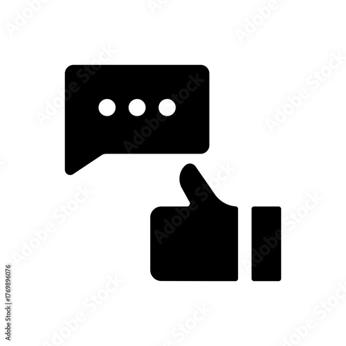 Thumbs up chat bubble feedback positive review flat icon
