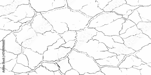 black and white dust and cracked concrete wall Texture pattern design element white background.

