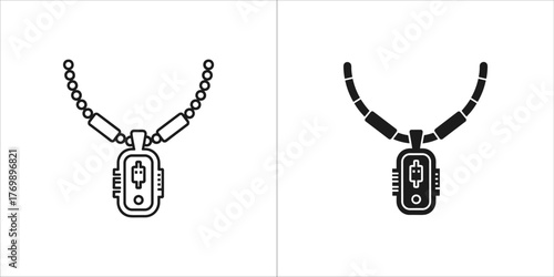 Pendant necklace icon, outline and filled