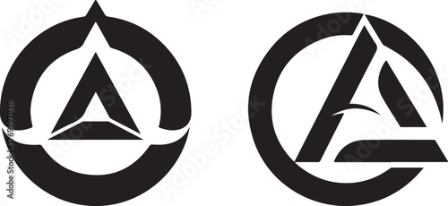 Minimalist Circular Logo Designs with Stylized Letter A and Triangle Elements