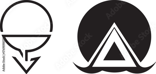 Geometric Abstract Black White Vector Icons and Shapes
