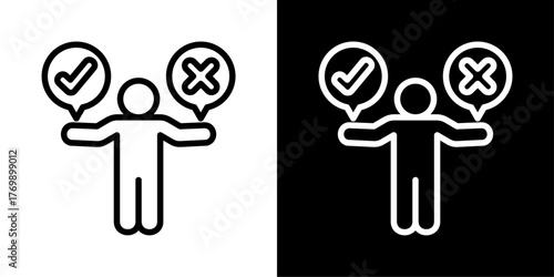 Judgment Of Line Black And White Style Vector Illustration 