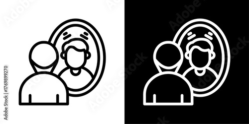 Reflection Of Line Black And White Style Vector Illustration 