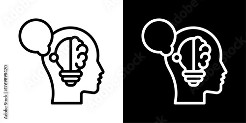 Thinking Of Line Black And White Style Vector Illustration 