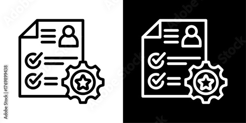 Criteria Of Line Black And White Style Vector Illustration 