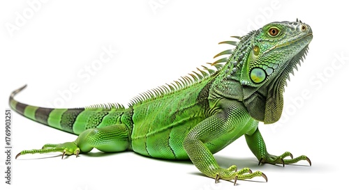 Wallpaper Mural green iguana on white background Torontodigital.ca