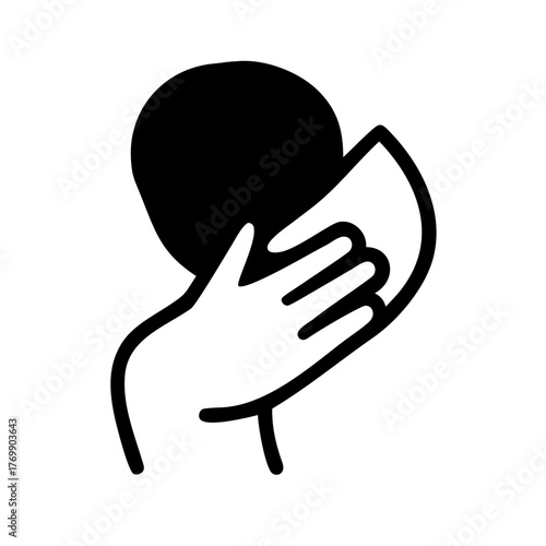 Person covering their face with a hand