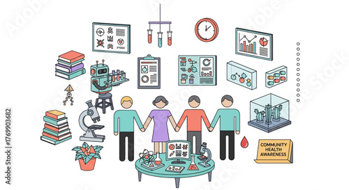 Creative montage depicting family life childhood dreams and home comforts with artistic elements and toys spread around vector