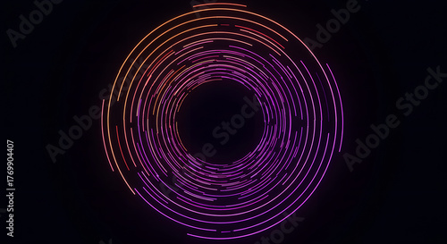 Abstract concentric circles radiating vibrant energy and visual depth in a dark space.