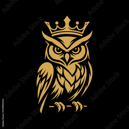 vector illustration of an owl wearing a crown