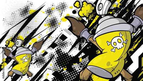 Urban Graffiti Spray Can Character Vector Background