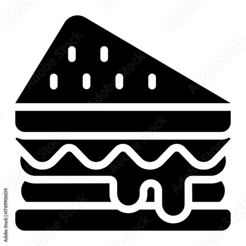 tasty sandwich snack glyph icon for cafe menu use