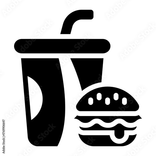 combo fast food glyph icon for quick meal service