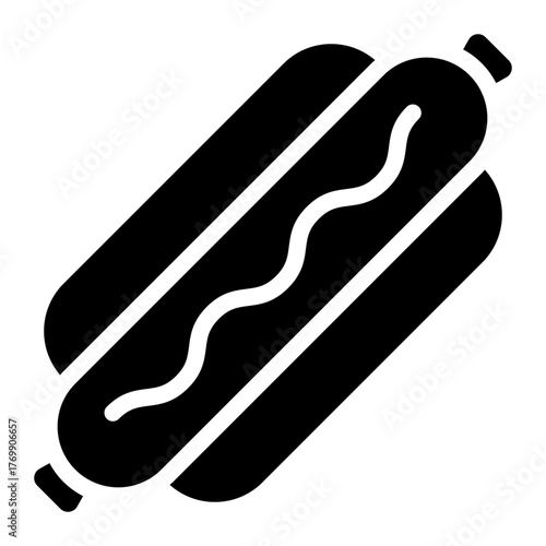 hot dog glyph icon for quick bite at food truck or stand