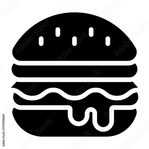 burger glyph icon for fast food order in takeaway menu