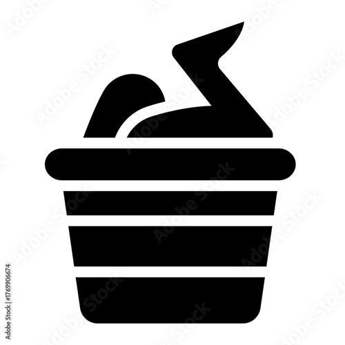crispy chicken wing glyph icon in takeaway bucket