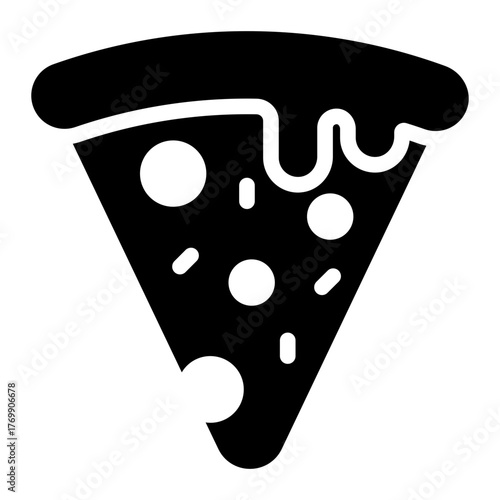 cheesy slice pizza glyph icon for casual fast food