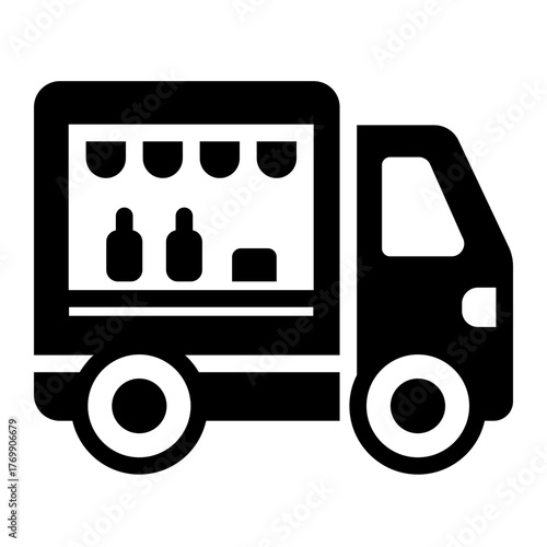 mobile kitchen food truck glyph icon for street meals