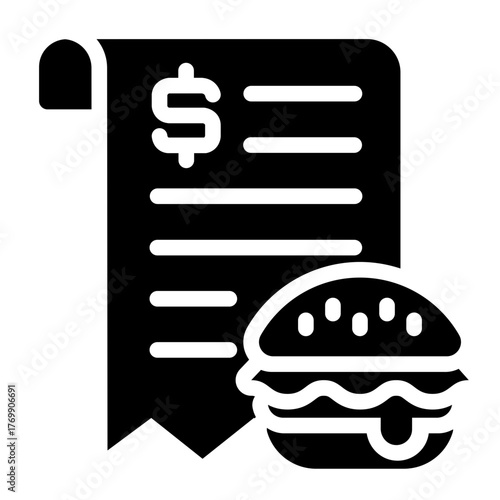 checkout bill glyph icon for food order payment