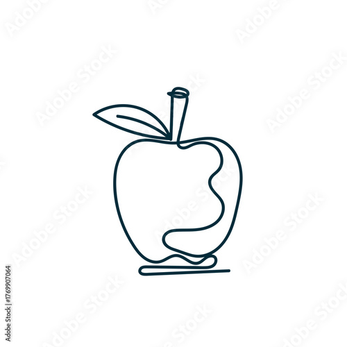 continuous line drawing apple fruit illustration vector