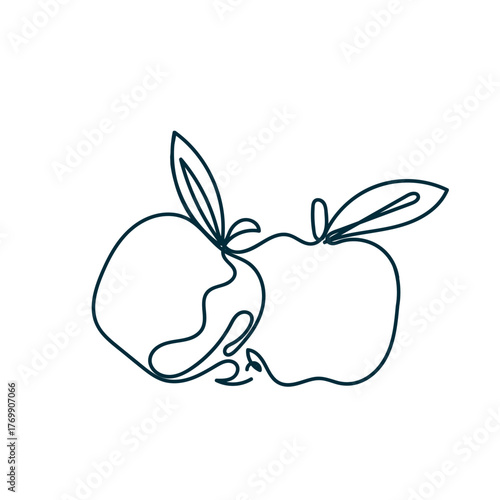 continuous line drawing apple fruit illustration vector