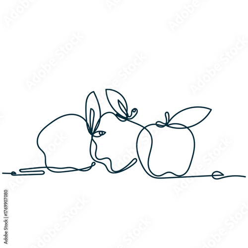 continuous line drawing apple fruit illustration vector