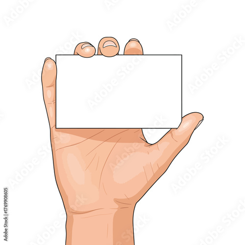 Hand Holding Blank Rectangular Card Mockup Presentation Template Human Arm Isolated Design Element Transparent Background