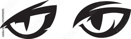 Abstract Black Vector Eye Designs with Angular Edges and Slit Pupils