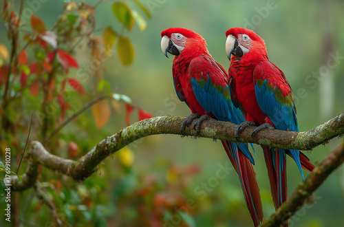 red and blue macaw