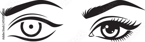 Stylized Human Eye Vector Graphics Set with Eyebrows and Lashes