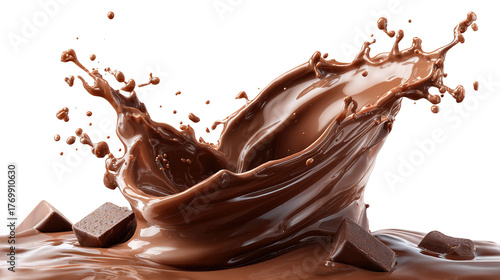 chocolate splash isolated on transparent background - food, drink, lifestyle, diet design element PBG cutout