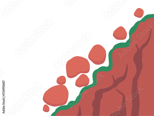 Off Cliff Falling Boulder Illustration
