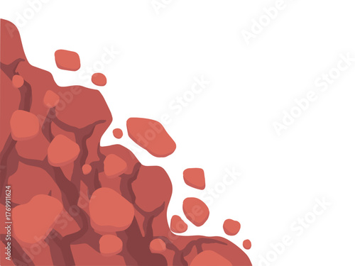 Rockfalls from Cliff Background Illustration
