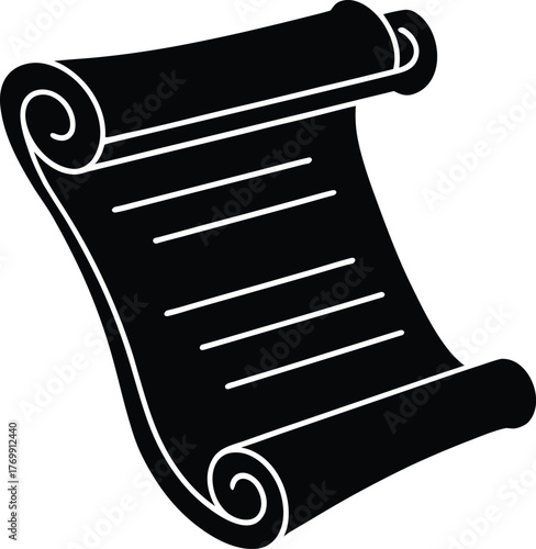 Vintage scroll document with historical text and decorative elements