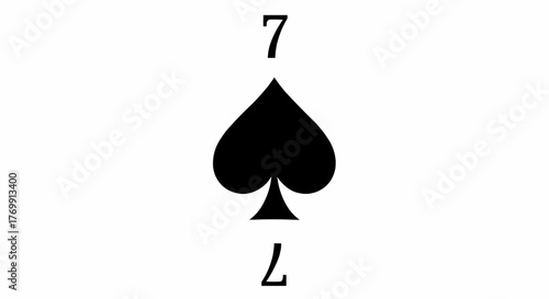 Seven of spades playing card with black spade symbol and number seven on a white background image card