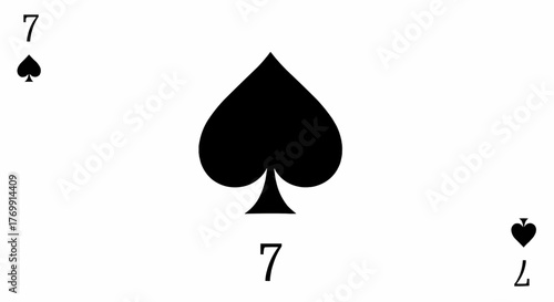 Seven of spades playing card featuring black spade symbols and the number seven on a white background