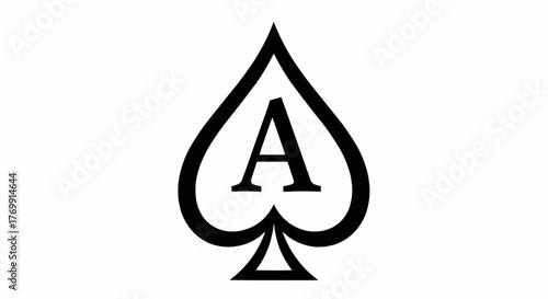 A simple black spade outline with the letter a inside on a white background in a minimalist design