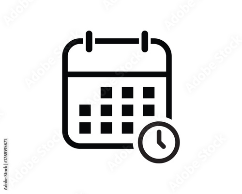 Calendar and clock icon. Design template vector