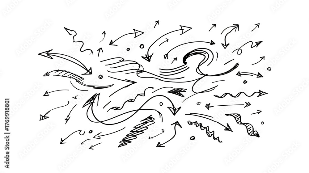 Fototapeta premium Abstract Black and White Worm Pattern on Transparent Background, PNG
