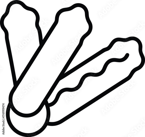 Simple Line Art Icon of Three Enchiladas with Wavy Filling