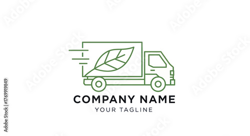 Eco-Friendly Delivery Truck Logo - Sustainable Transportation Concept.