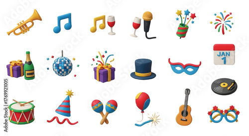 Collection of party and celebration icons