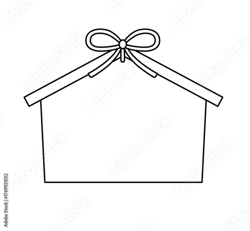 Line Drawing of Blank Japanese Ema Plaque