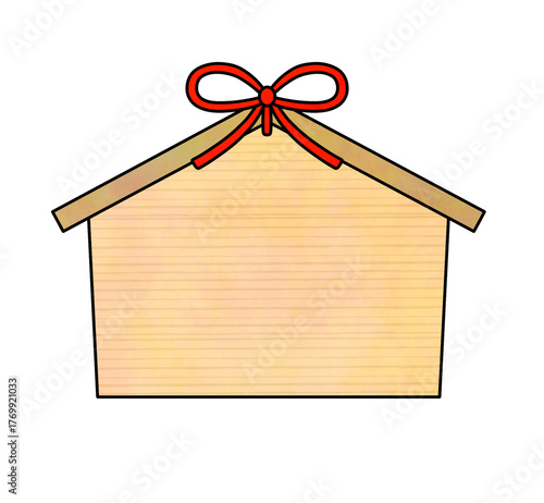 Blank Japanese Ema Plaque for New Year or Shrine Illustration