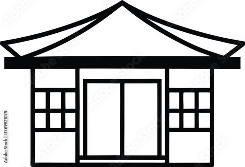 Traditional japanese house icon with sliding shoji doors