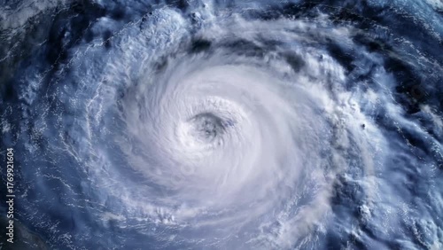 A stunning satellite view of a powerful, swirling hurricane from space