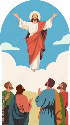 Ascension of Jesus Vector – Religious Christian Illustration